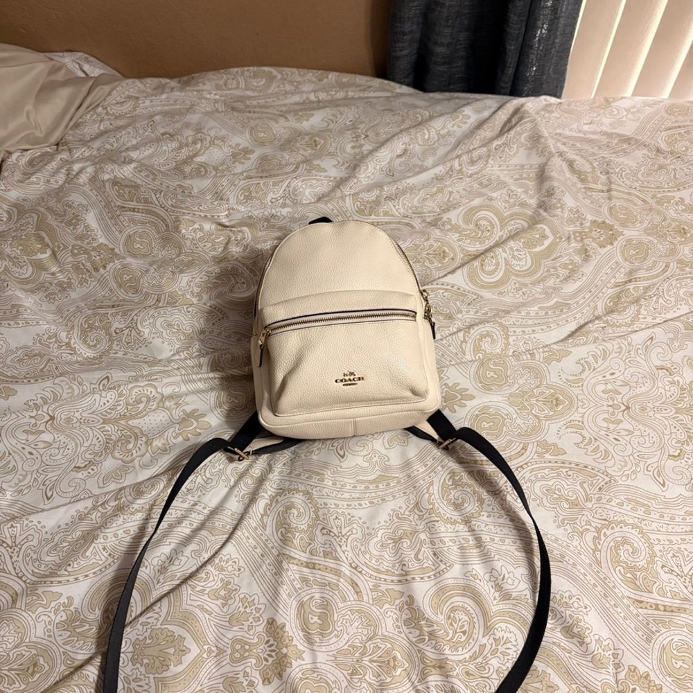 Coach Ivory Backpack with Black Straps